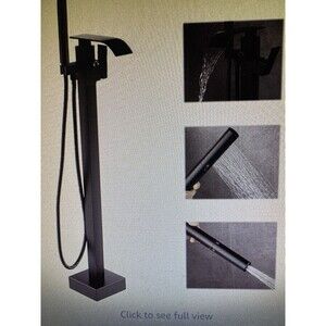 Matte Black Freestanding Tub Filler with Handheld Sprayer and Waterfall Flow
